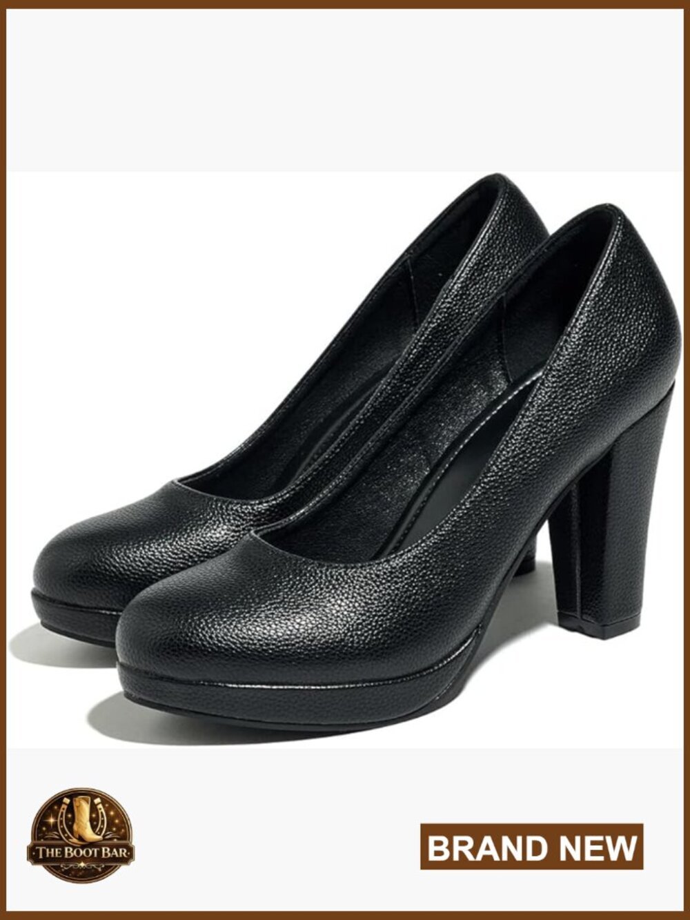 Chunky Block Heel Pumps Round Toe Dress Shoes for Women Comfort Heels